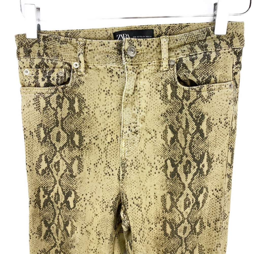 ZARA Python Snake Print High Waist Skinny Jeans 4 - Picture 5 of 11